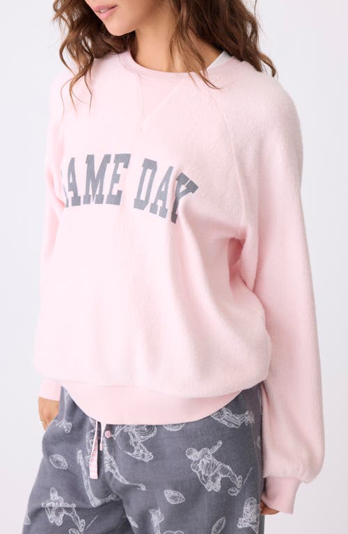 Pj Salvage Game Day Jersey Sweatshirt Pajama Top In Pink