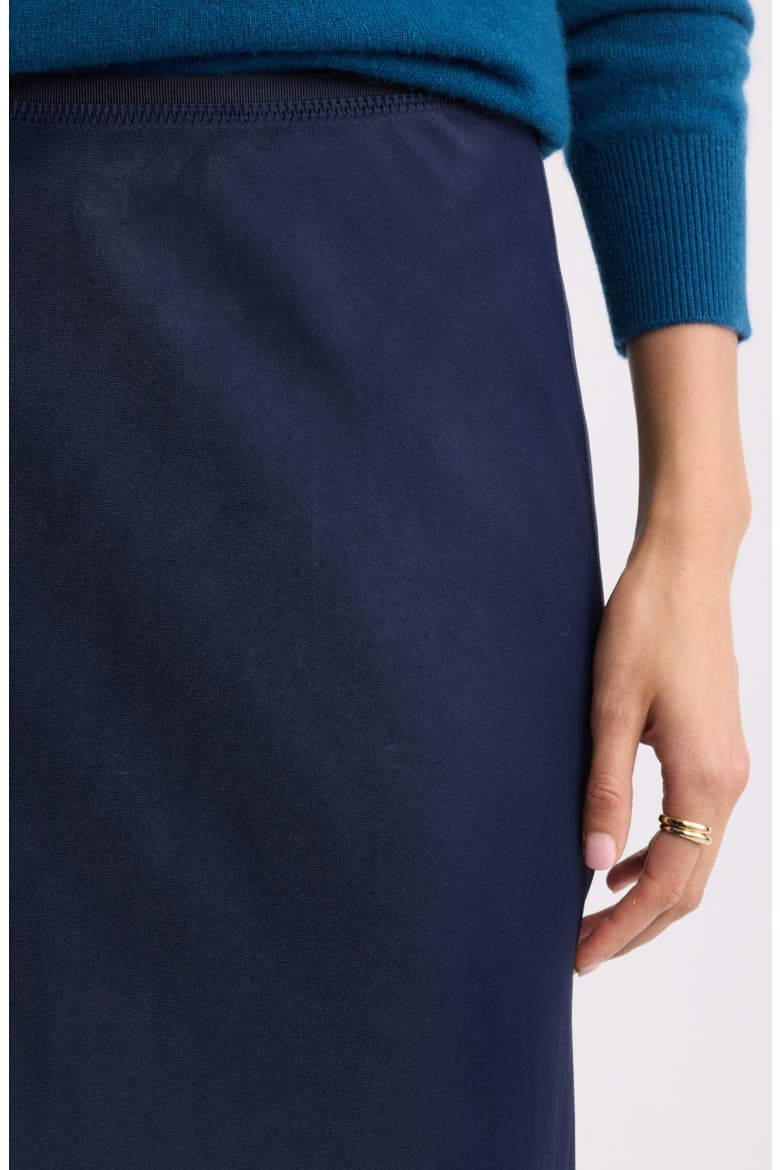 Bias Cut Satin Midi Skirt, Alternate, color, NAVY NIGHT