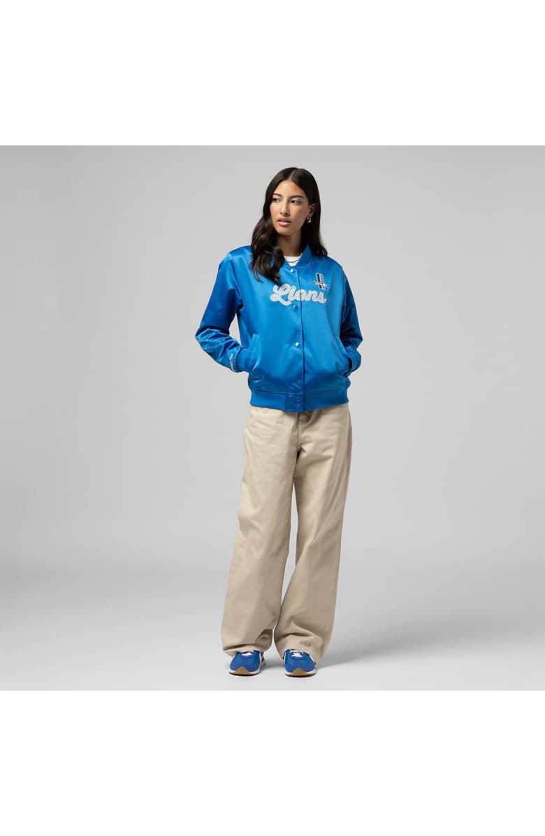Mitchell & Ness Women's Mitchell & Ness  Blue Detroit Lions Full-Snap Satin Jacket, Alternate, color, Blue