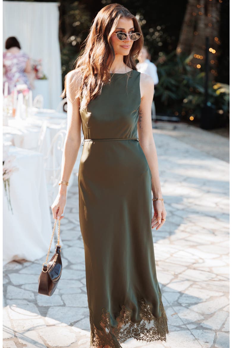 Honey Lace Hem Maxi Dress, Alternate, color, OLIVE