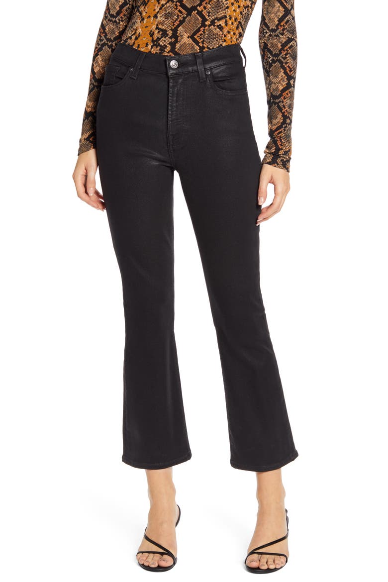7 For All Mankind® Slim High Waist Ankle Kick Jeans, Main, color, BLACK