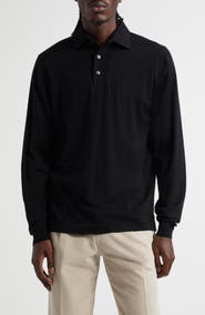 Thom Sweeney Extrafine Virgin Merino Wool Polo Sweater