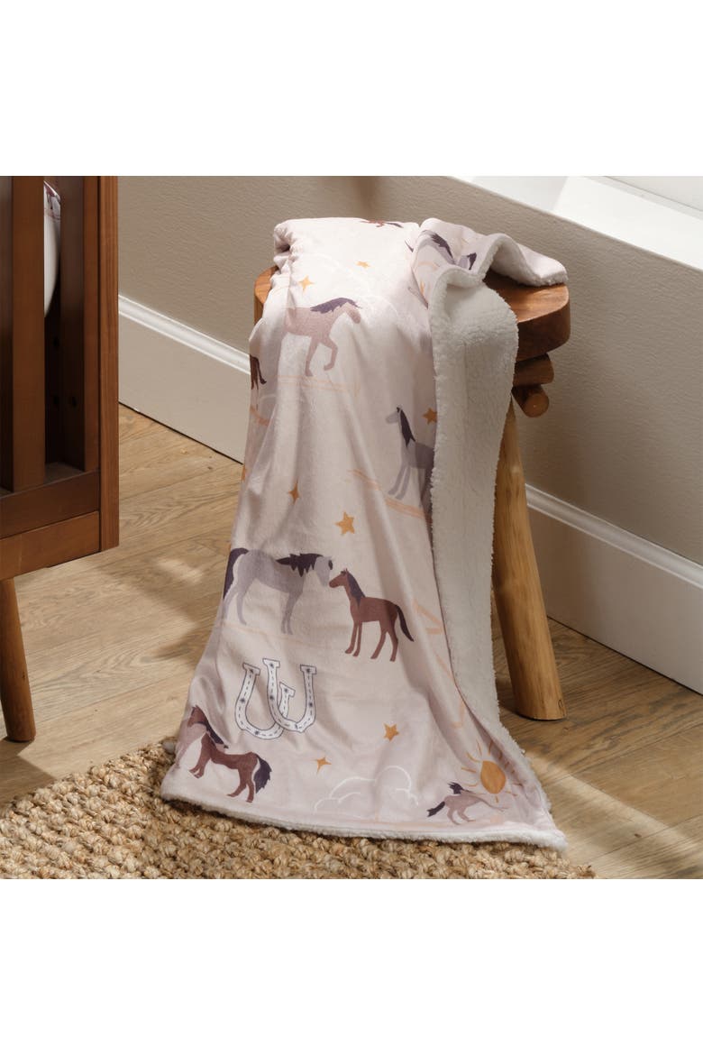 Country Western Cowboy/Cowgirl Soft Warm Fleece Baby Blanket, Alternate, color, Beige