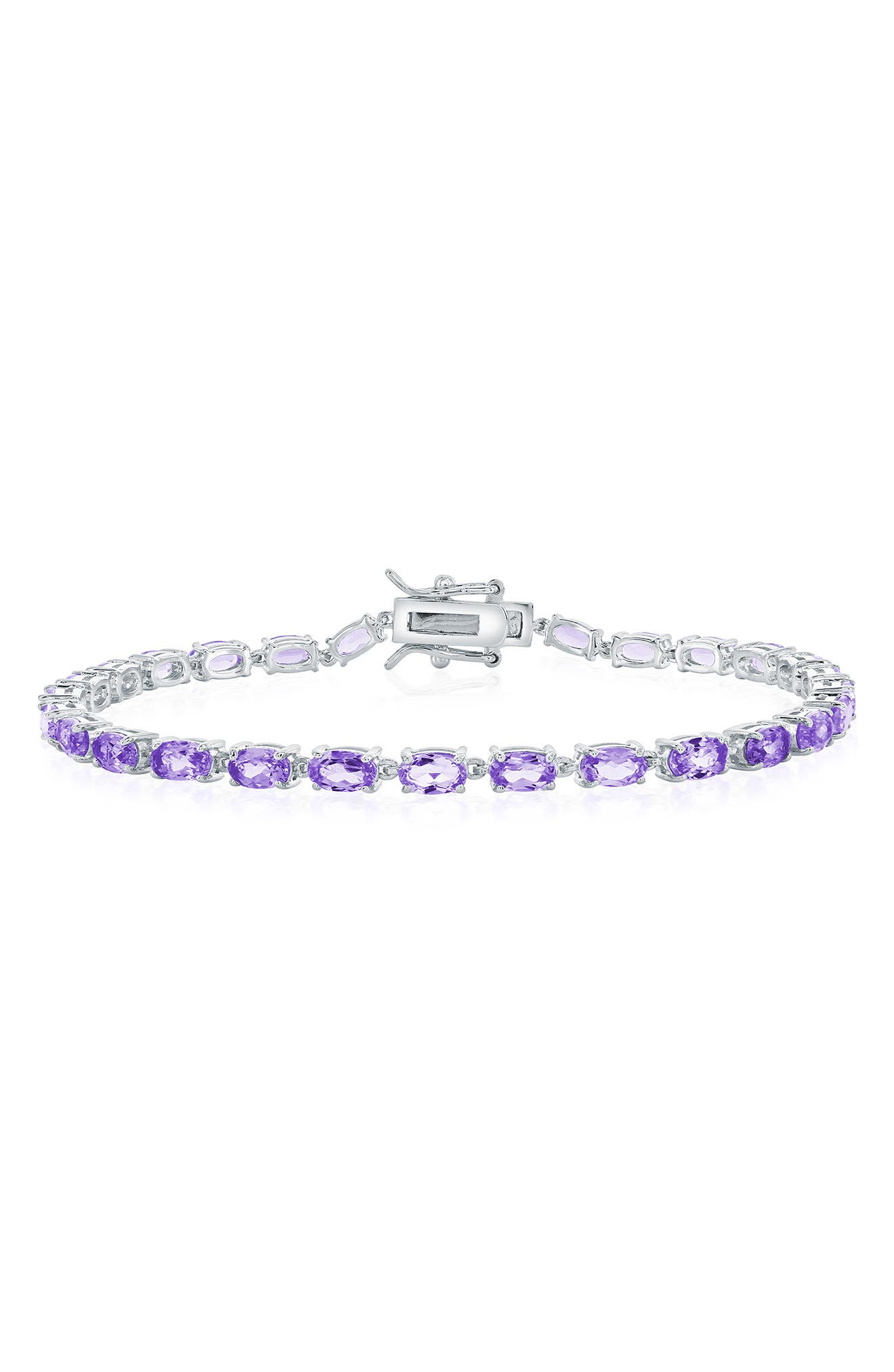 SIMONA Sterling Silver Oval Amethyst Tennis Bracelet