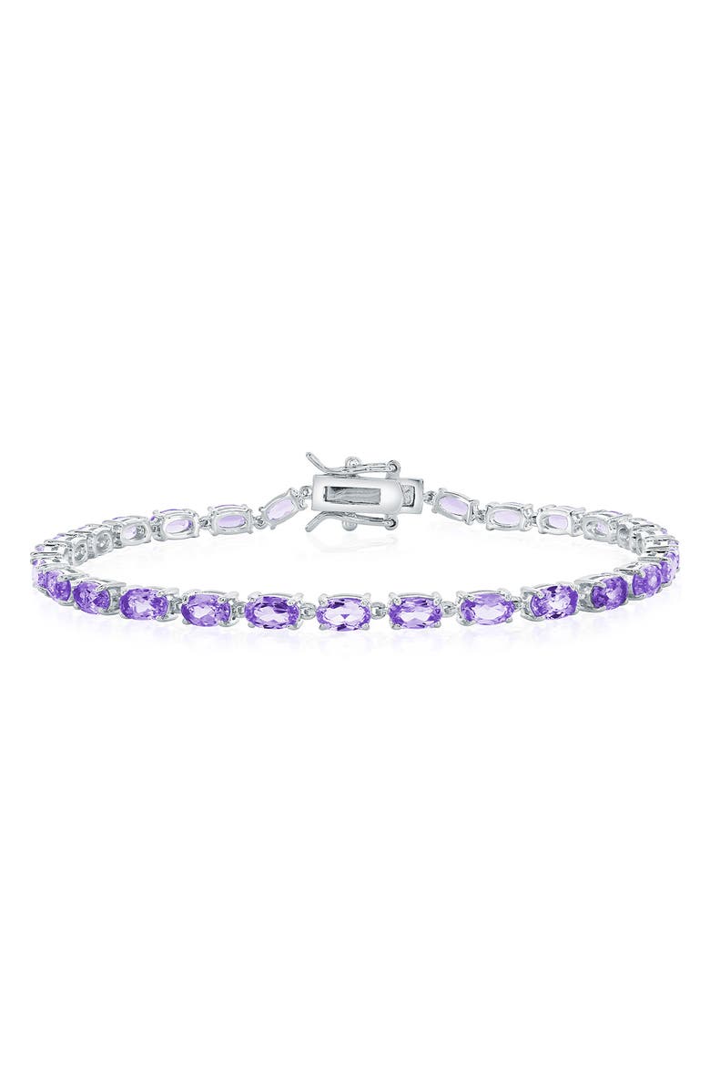 SIMONA Sterling Silver Oval Amethyst Tennis Bracelet, Main, color, Amethyst