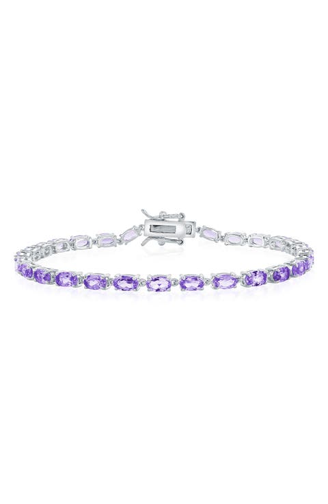 Sterling Silver Oval Amethyst Tennis Bracelet