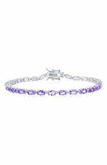 SIMONA Sterling Silver Oval Amethyst Tennis Bracelet