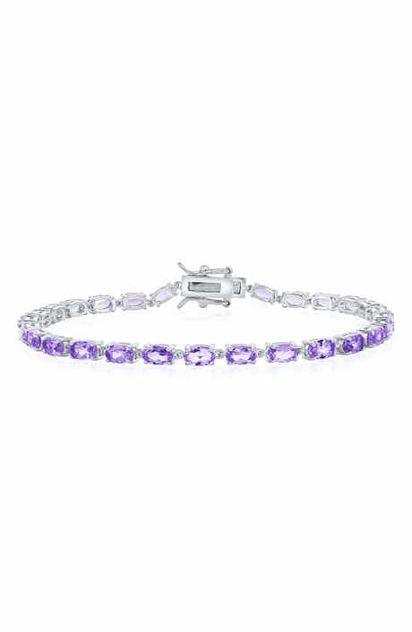 SIMONA Sterling Silver Oval Amethyst Tennis Bracelet