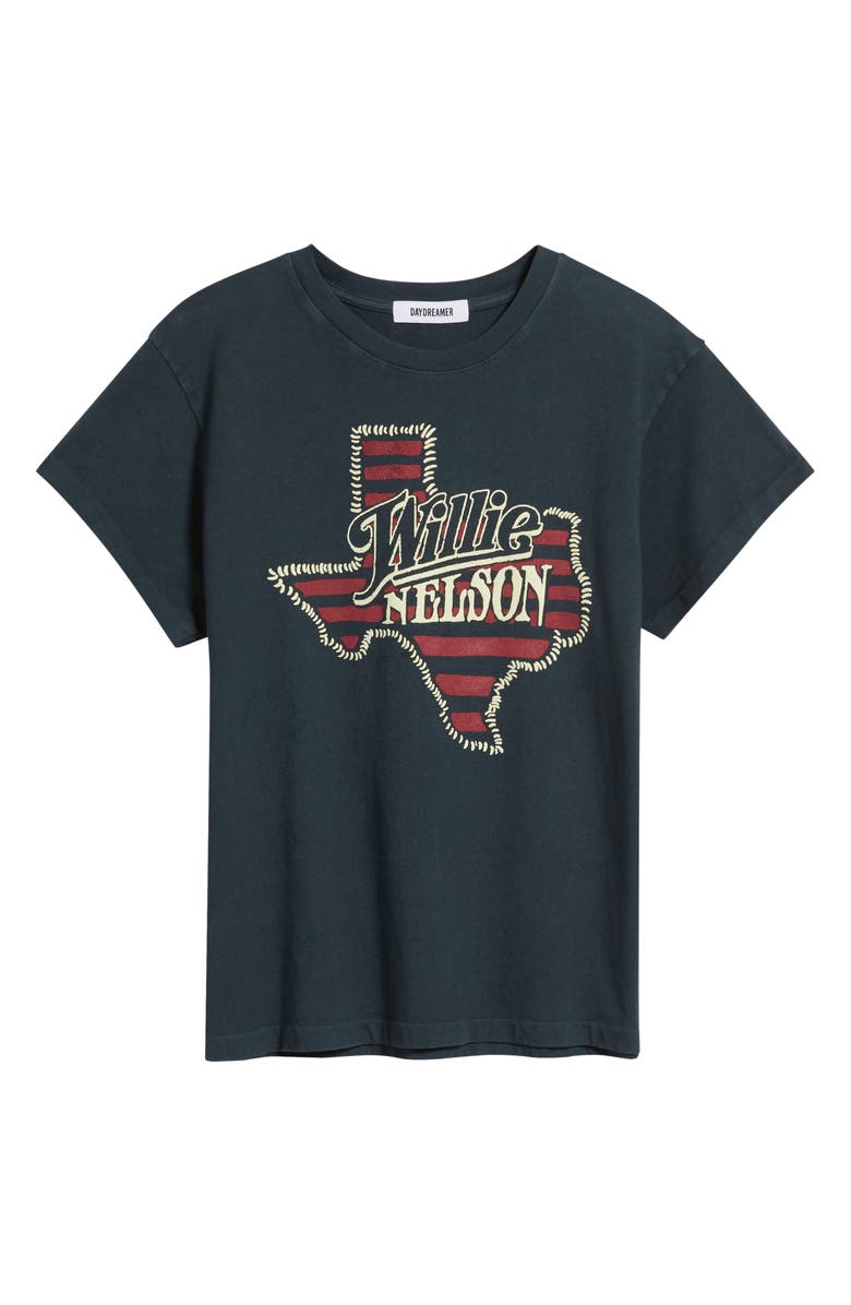 Daydreamer Willie Nelson Texas Stripe Cotton Graphic T-Shirt, Alternate, color, Vintage Black
