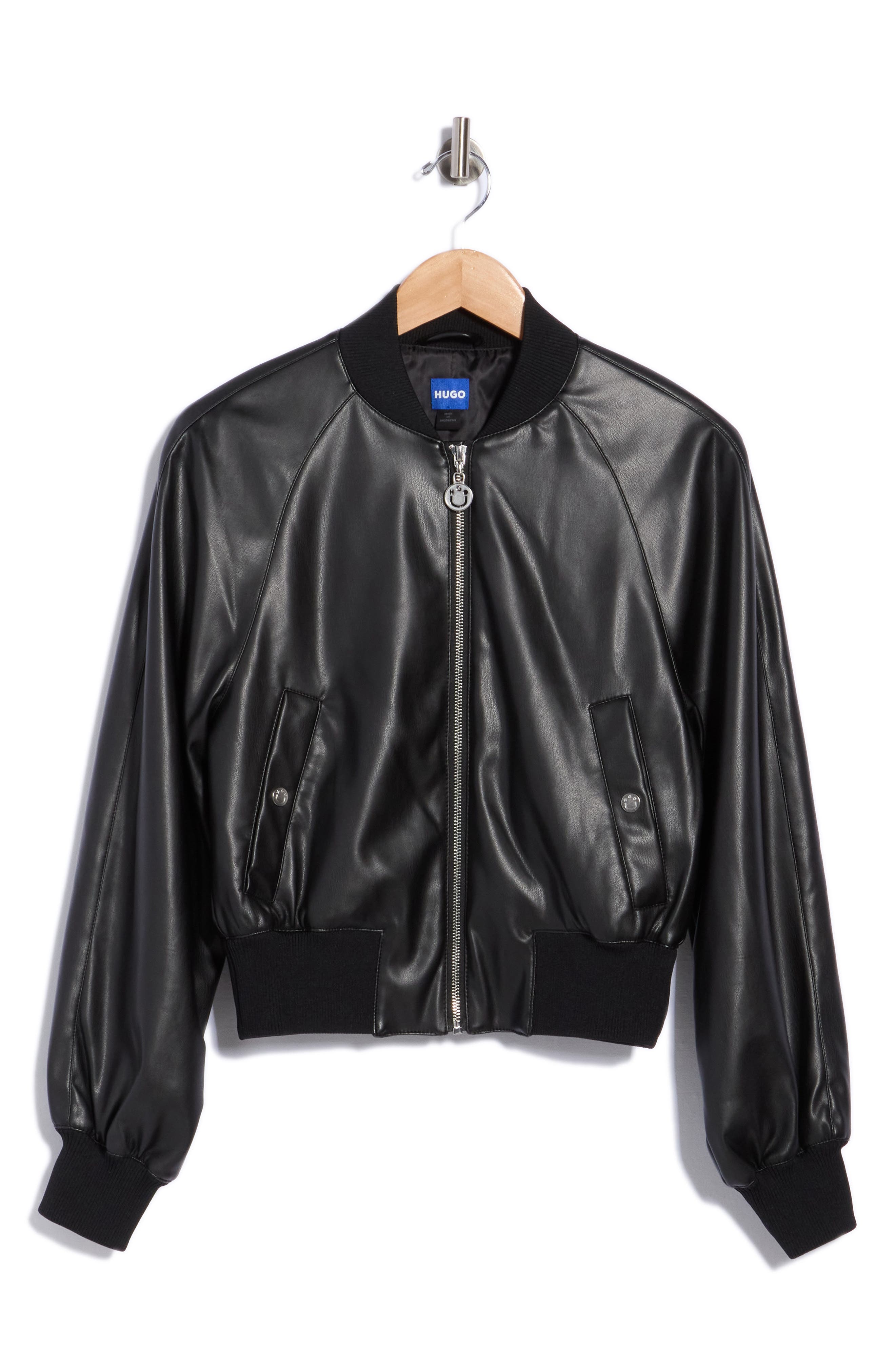 Faux Leather Bomber Jacket