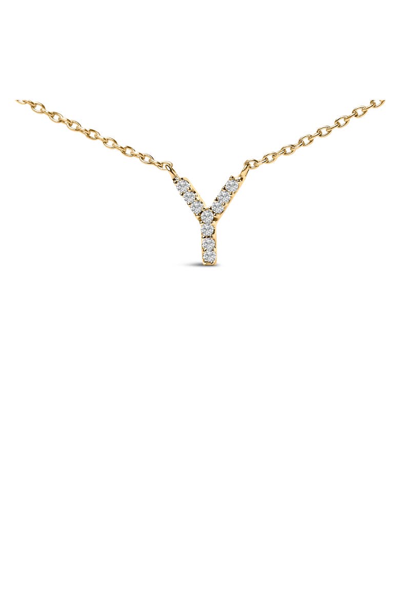10K Yellow Gold Diamond Accent "A-Z" Block Initial Pendant Necklace, Alternate, color, Yellow Gold | Y