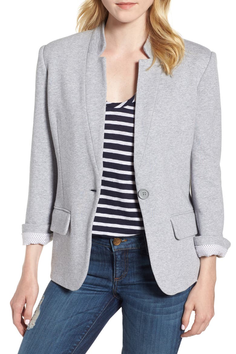 Cotton Blend Knit Blazer, Main, color, MEDIUM HEATHER GREY