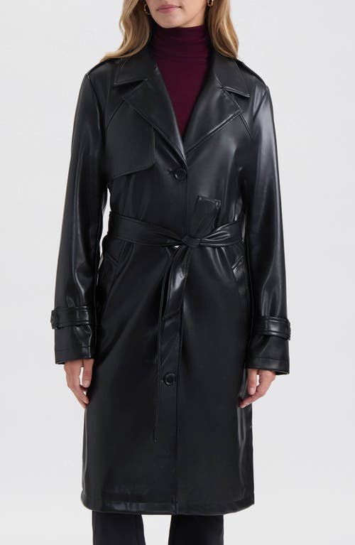 Nvlt Faux Leather Trench Coat In Black