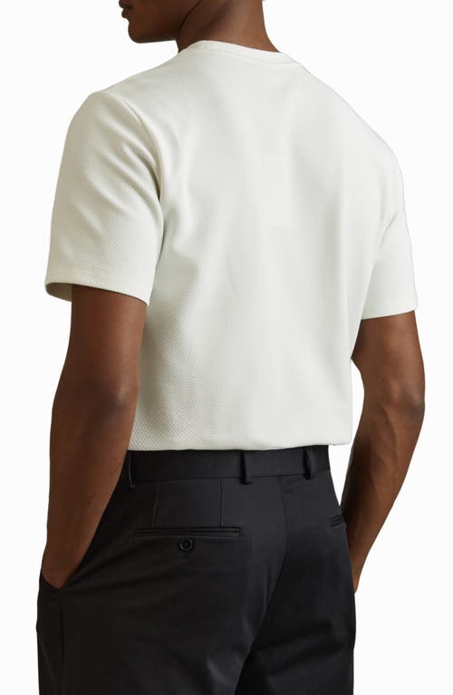 Reiss Off White Textured Crew-neck T-shirt In White