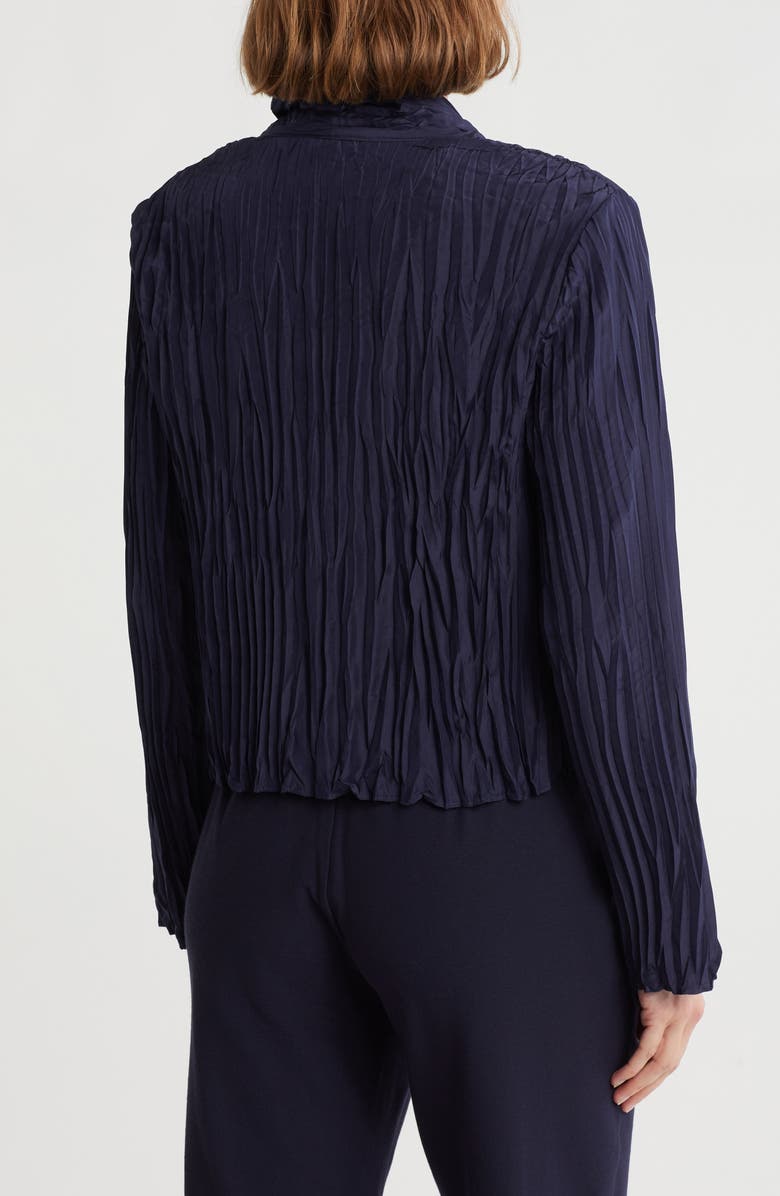 Eileen Fisher High Collar Crinkled Silk Crop Jacket, Alternate, color,