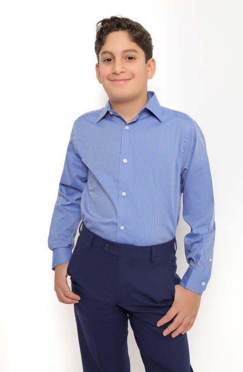 Kids' Jailen Stripe Cotton Dress Shirt