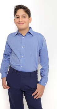 PinoPorte Kids' Jailen Stripe Cotton Dress Shirt