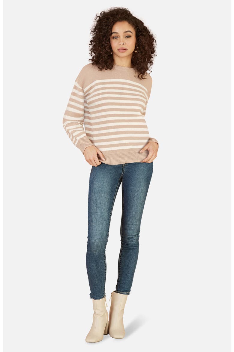 Button Detail Stripe Knitted Jumper, Alternate, color, Beige