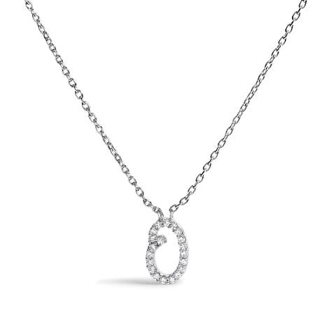 10K Gold Diamond Accent  A-Z Initial Script Style Pendant Necklace