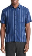 Vince Pacifica Stripe Short Sleeve Button-Up Shirt