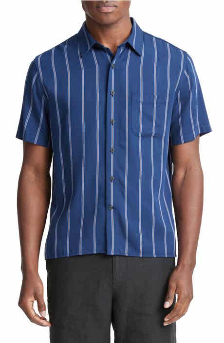 Vince Pacifica Stripe Short Sleeve Button-Up Shirt
