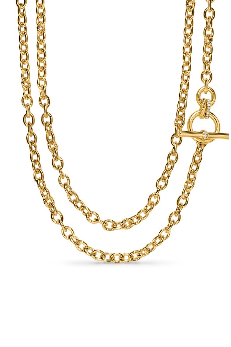 DY Mercer® Double Row Toggle Chain Necklace in 18K Yellow Gold with Diamonds, 8mm, Alternate, color, DIAMOND