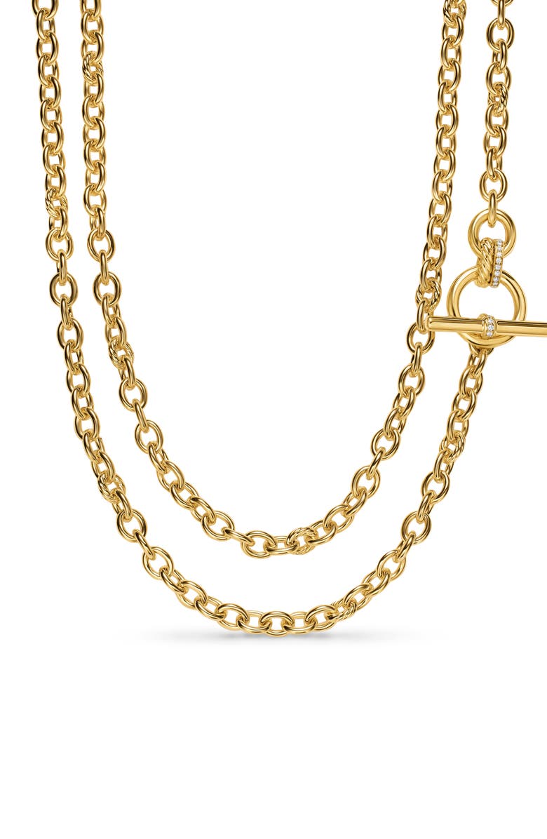 David Yurman DY Mercer<sup>®</sup> Double Row Toggle Chain Necklace in 18K Yellow Gold with Diamonds, 8mm, Alternate, color, Diamond