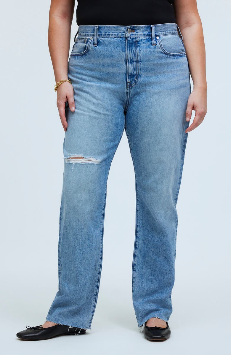 Madewell '90s Ripped Straight Leg Jeans, Alternate, color, Revoir Wash
