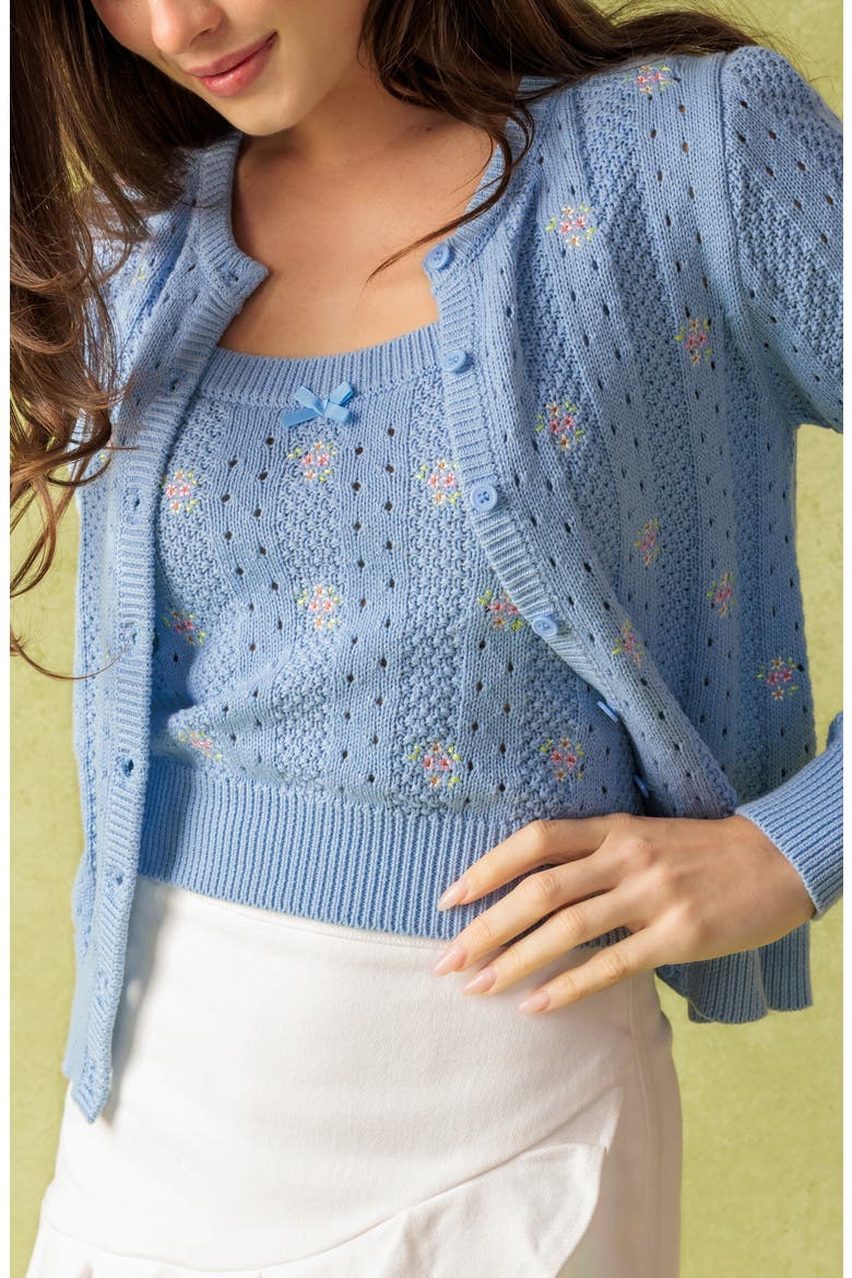 Knit Cami & Cardigan Set, Alternate, color, POWDER BLUE