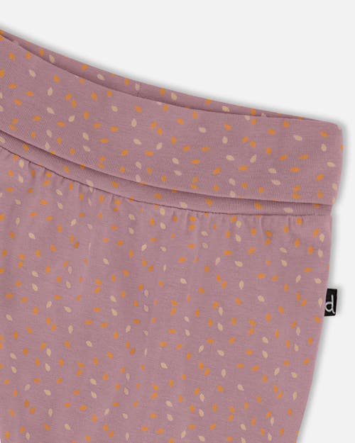 Deux Par Deux Baby Girl's Organic Cotton Evolutive Pant Printed Pear Seeds In Purple With Pear Seeds