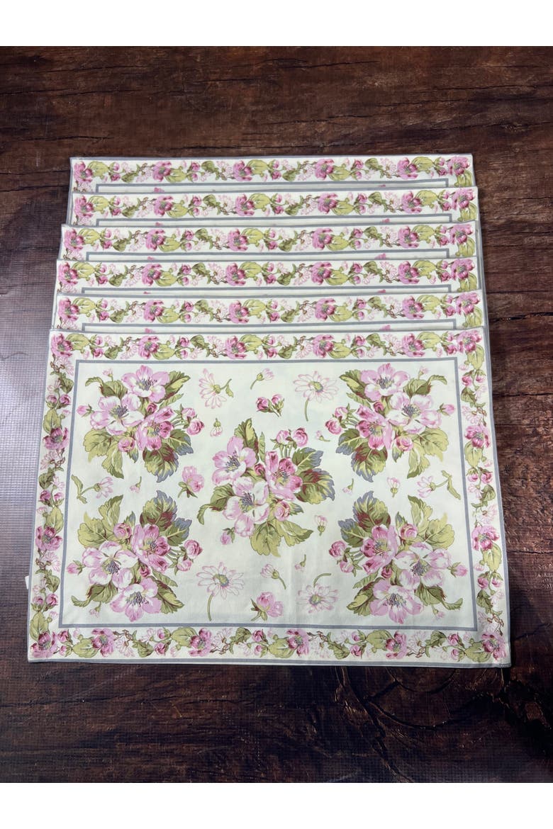 Apple Blossom Placemats, Set of 6, Alternate, color, Ivory