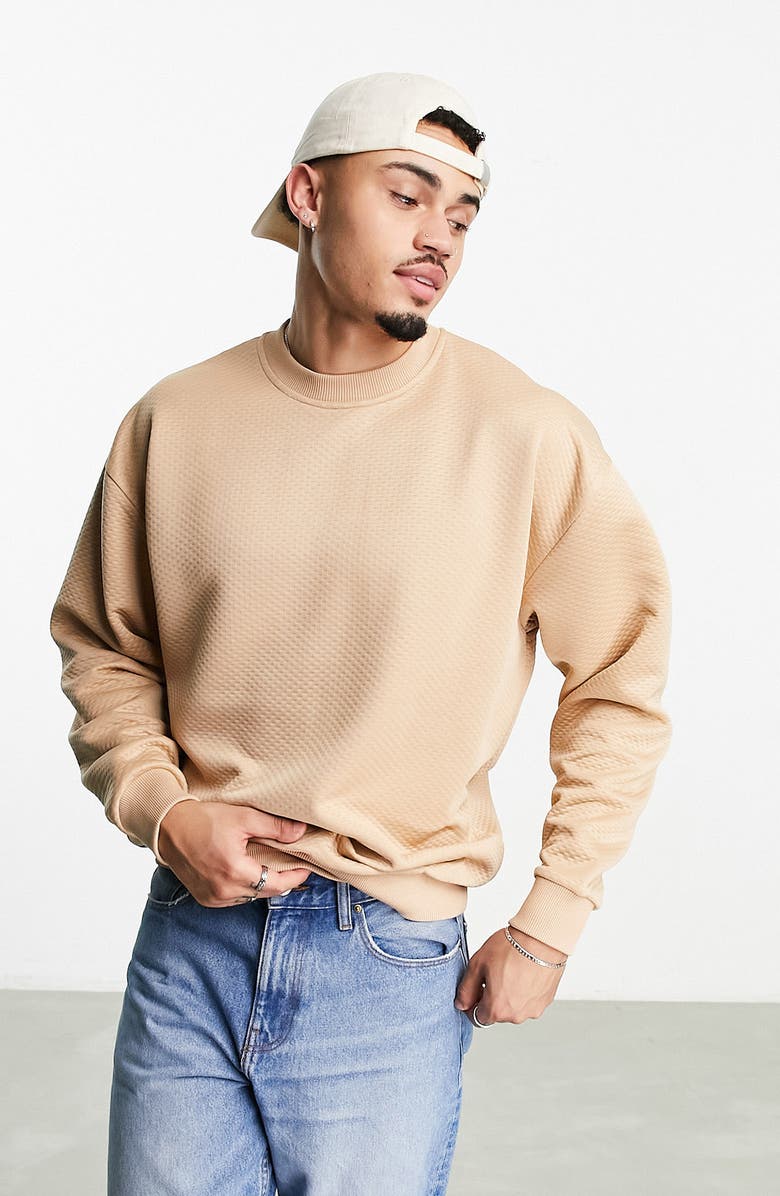 ASOS DESIGN Oversize Textured Sweatshirt, Main, color, 