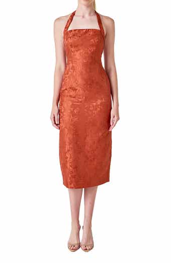 Endless Rose Floral Jacquard Halter Neck Dress