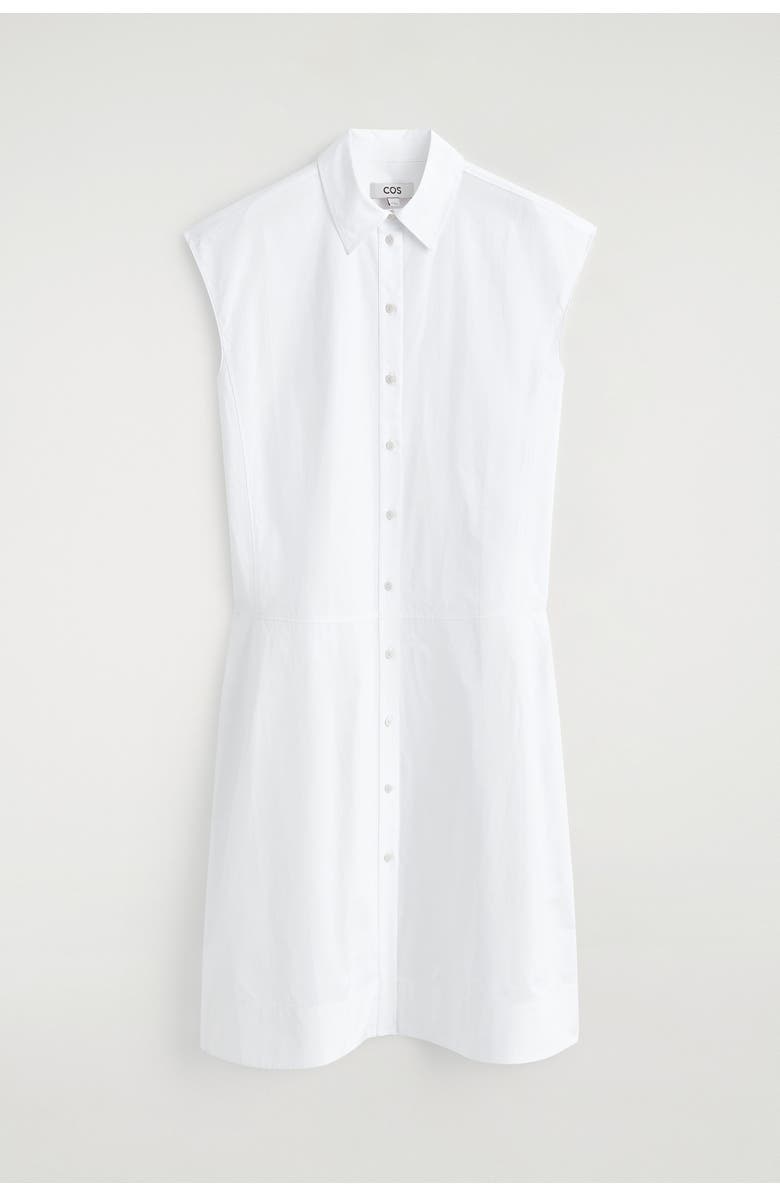 COS Sleeveless Cotton-poplin Shirt Dress, Alternate, color, White