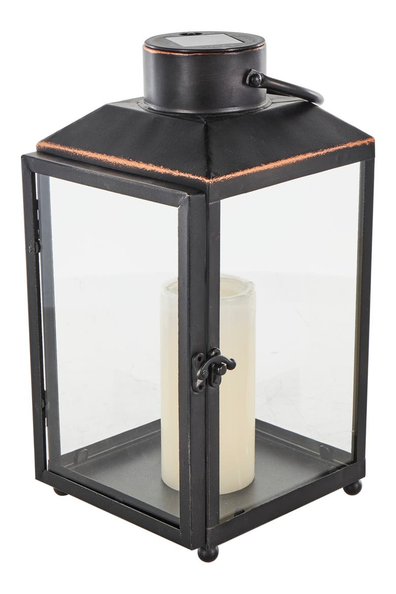 Black Metal Candle Lantern, Main, color, BLACK