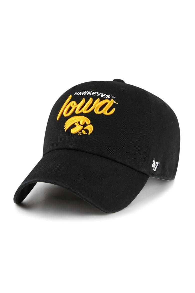 Women's '47 Black Iowa Hawkeyes Phoebe Clean Up Adjustable Hat, Main, color, Black