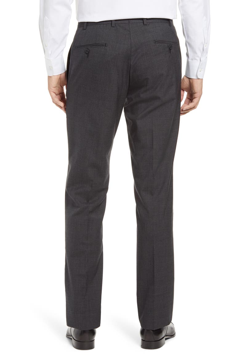 Torino Flat Front Glen Plaid Wool Pants, Alternate, color, BLACK CAVIAR GLEN PLAID