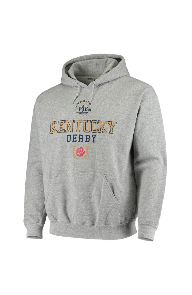 VICTORY LABEL Men's Heathered Gray Kentucky Derby 146 Pullover Hoodie, Alternate, color, 