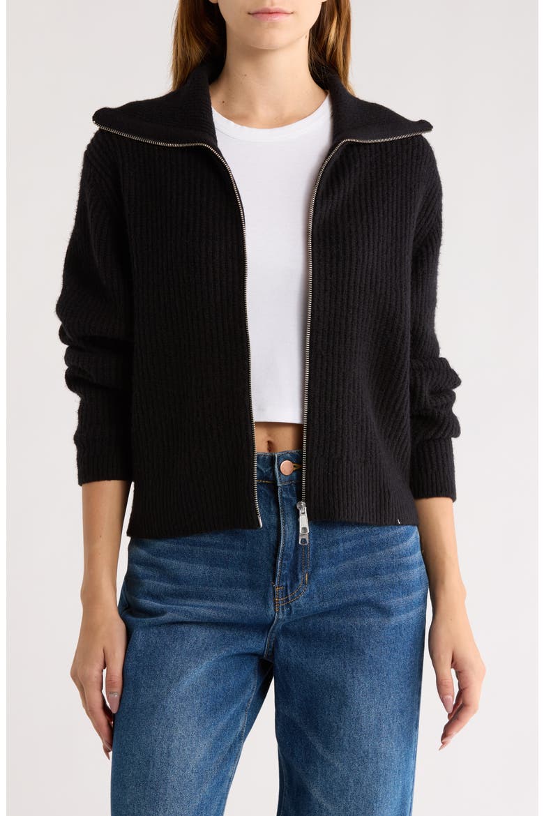 Zip Sweater Cardigan, Main, color, BLACK