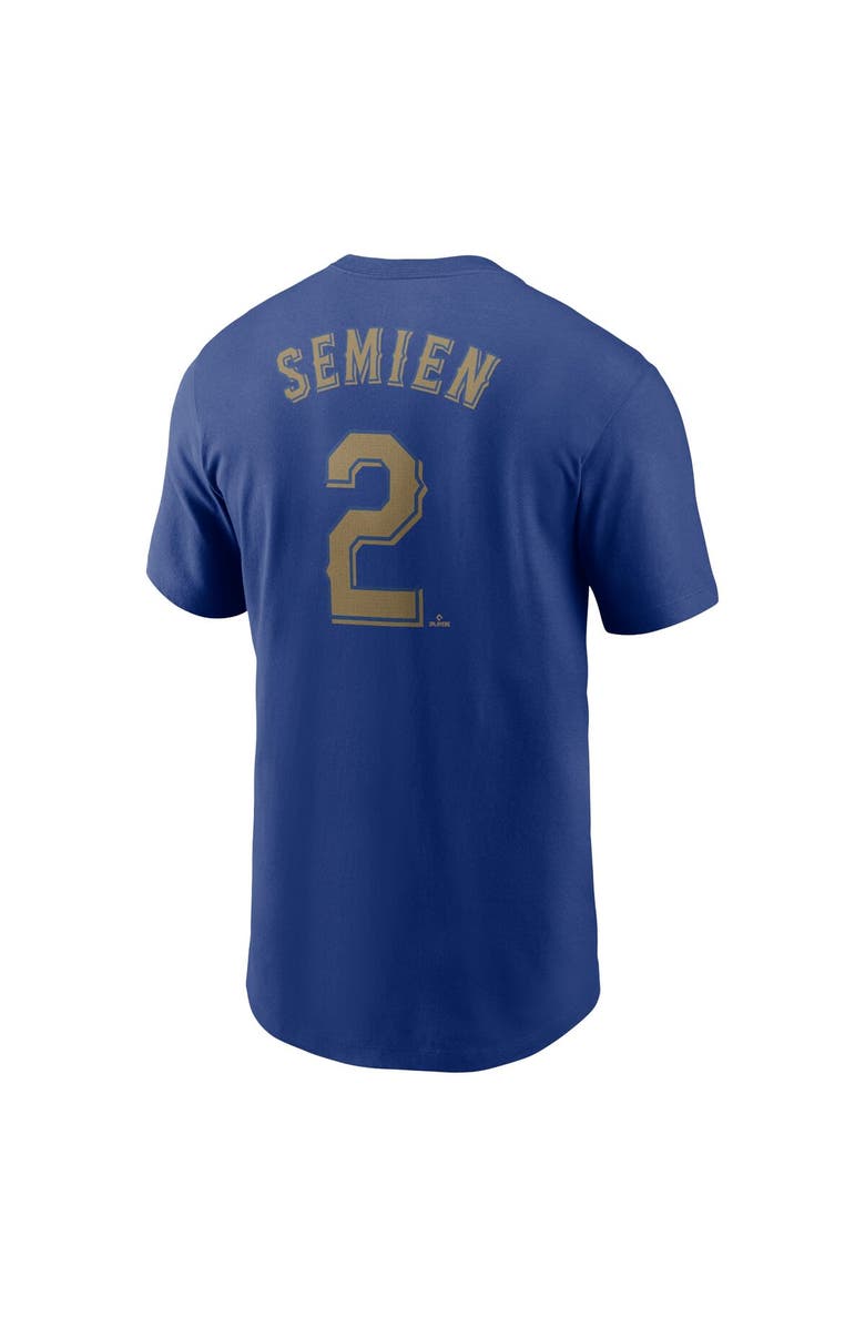 Nike Men's Nike Marcus Semien Royal Texas Rangers 2024 Gold Collection Name & Number T-Shirt, Alternate, color, 