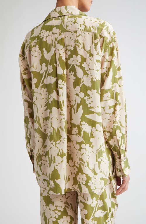 Victoria Beckham Floral Print Silk Pajama Shirt