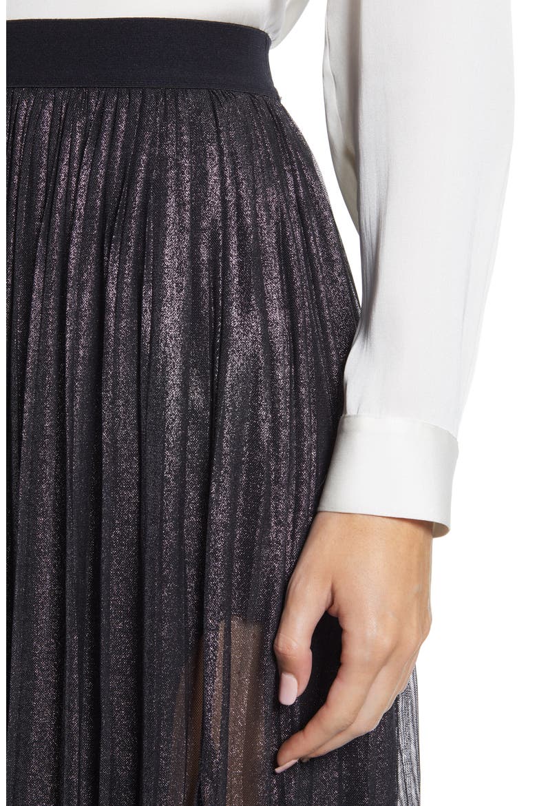 Timeless Pleated Midi Skirt, Alternate, color, BLACK SPARKLE