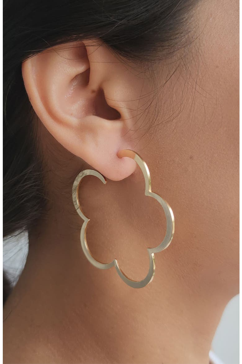 Clover Hoop Earrings, Alternate, color, GOLD