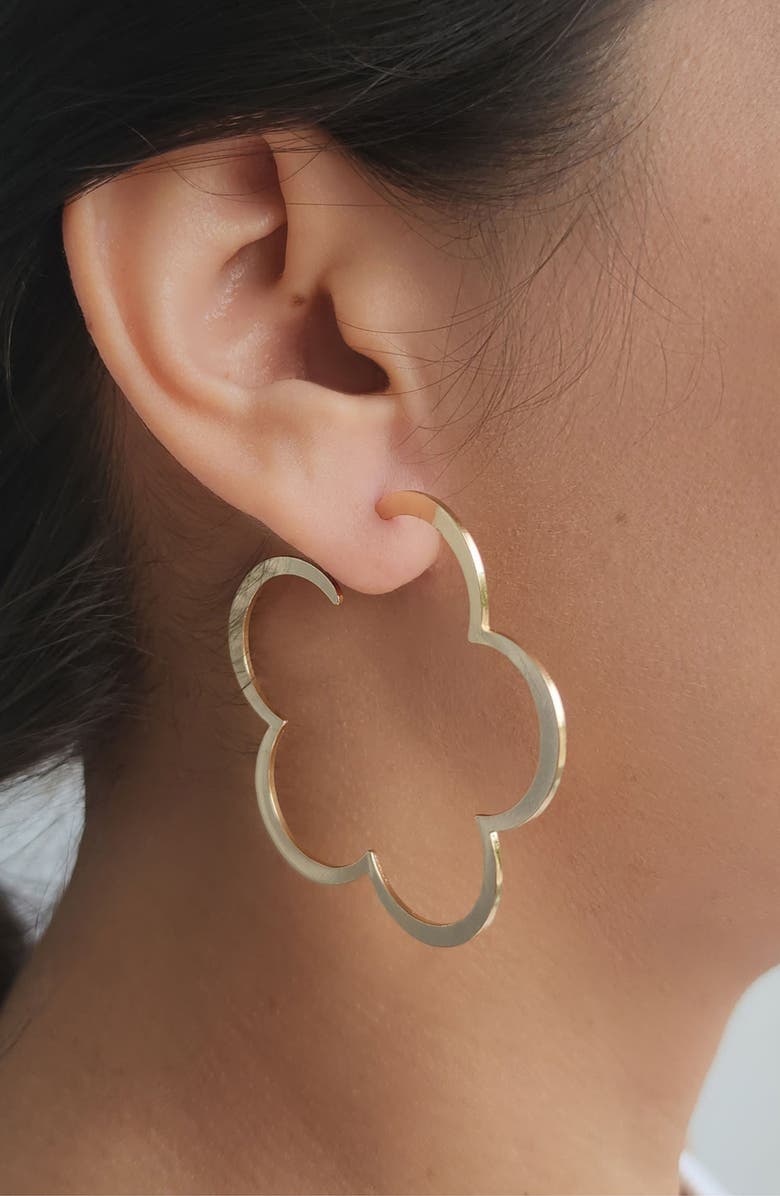 Adornia Clover Hoop Earrings, Alternate, color, Gold