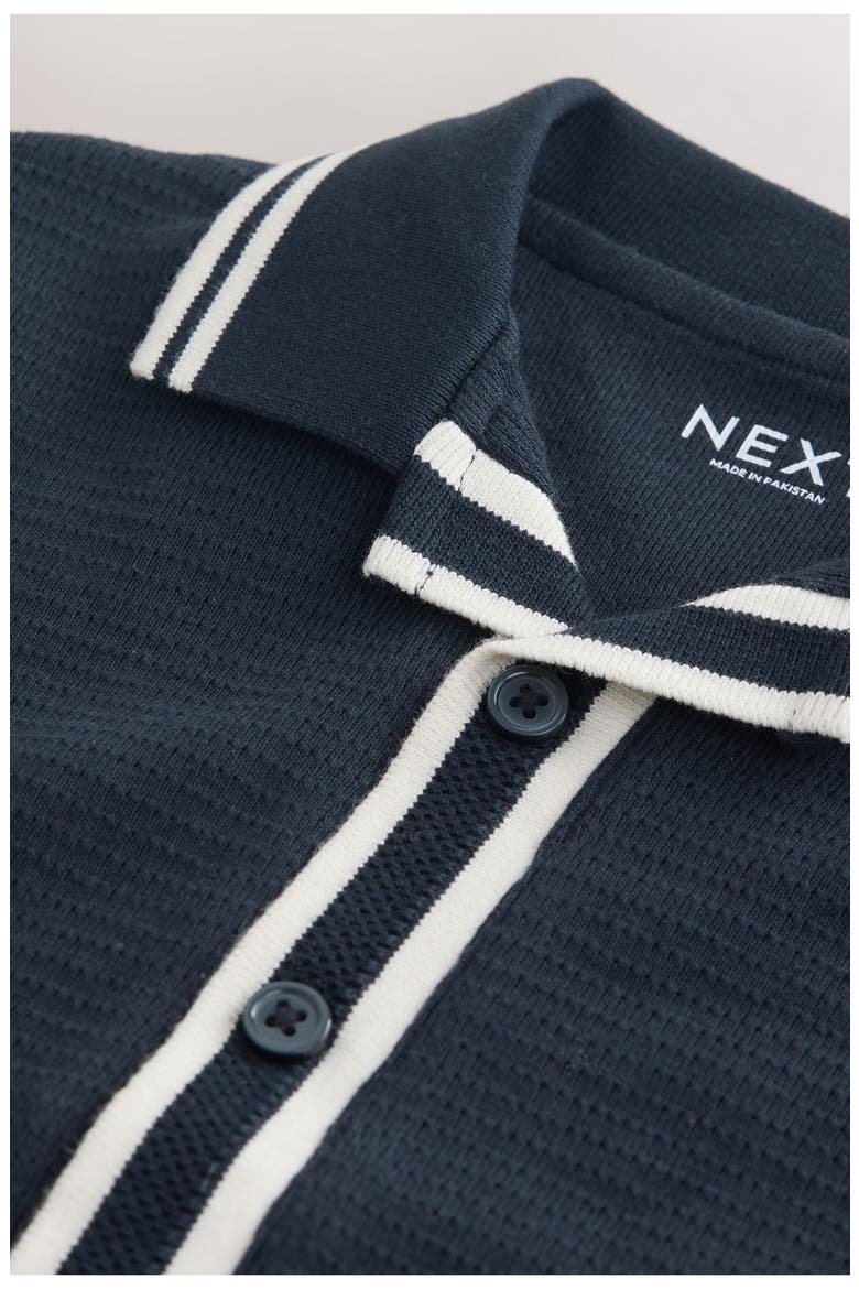 Kids' Cotton Knit Button-Up Shirt & Shorts Set, Alternate, color, BLUE