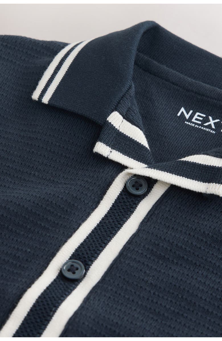 NEXT Kids' Cotton Knit Button-Up Shirt & Shorts Set, Alternate, color, Blue