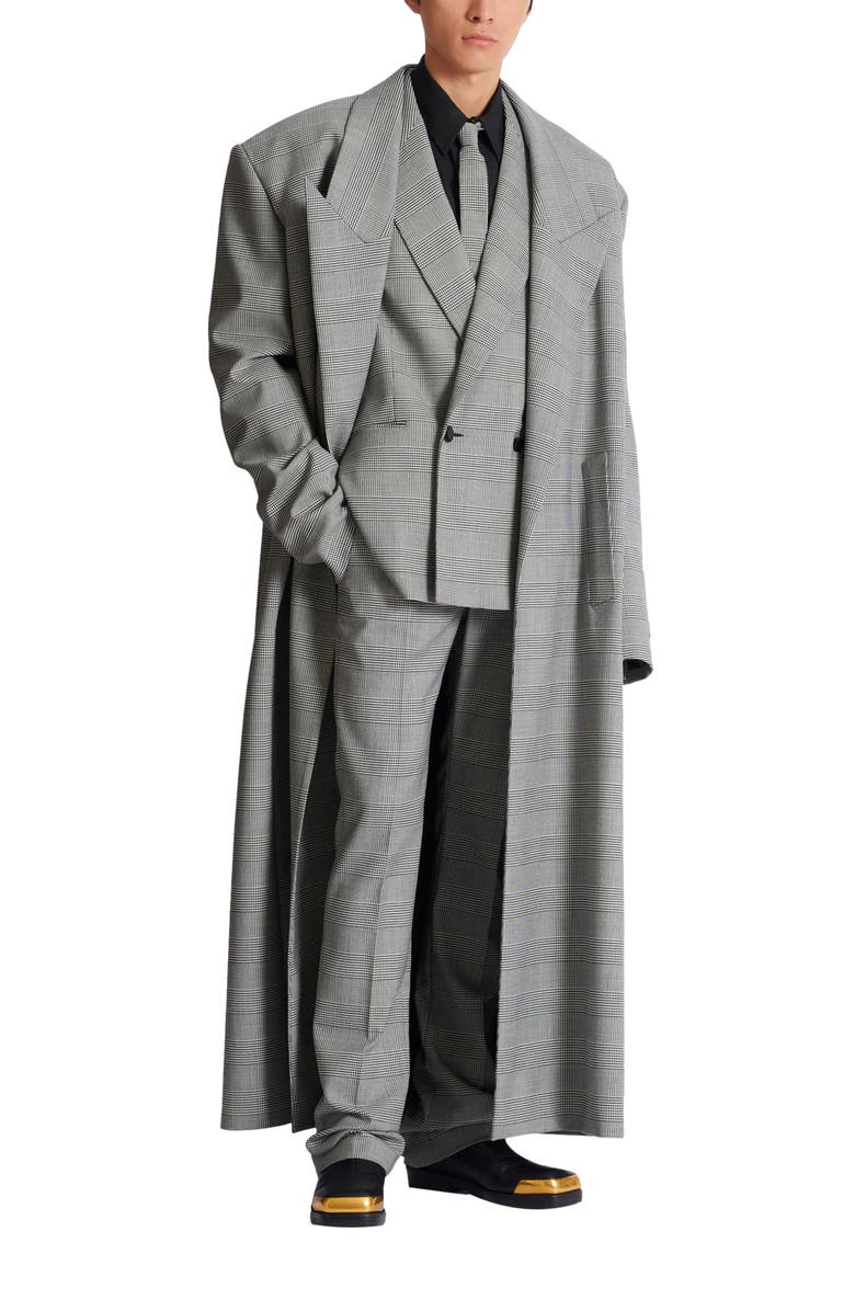 Balmain Darted trousers in Prince of Wales wool, Alternate, color, Black