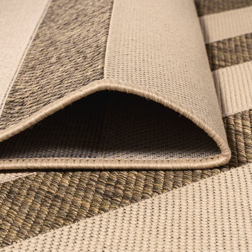 Jonathan Y Aveiro Wide Stripe Indoor/outdoor Area Rug In Beige/brown