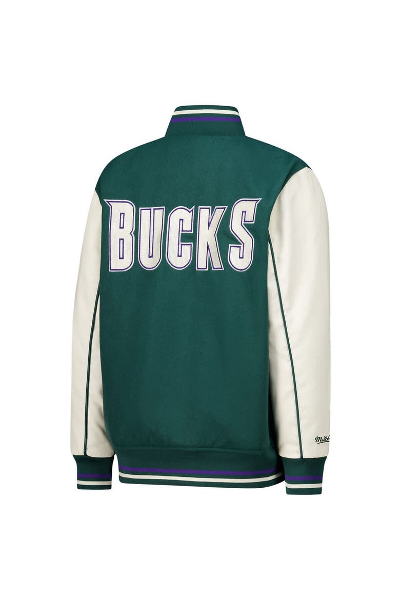 Youth Mitchell & Ness  Hunter Green Milwaukee Bucks Full-Snap Varsity Jacket, Alternate, color, Hunter Green
