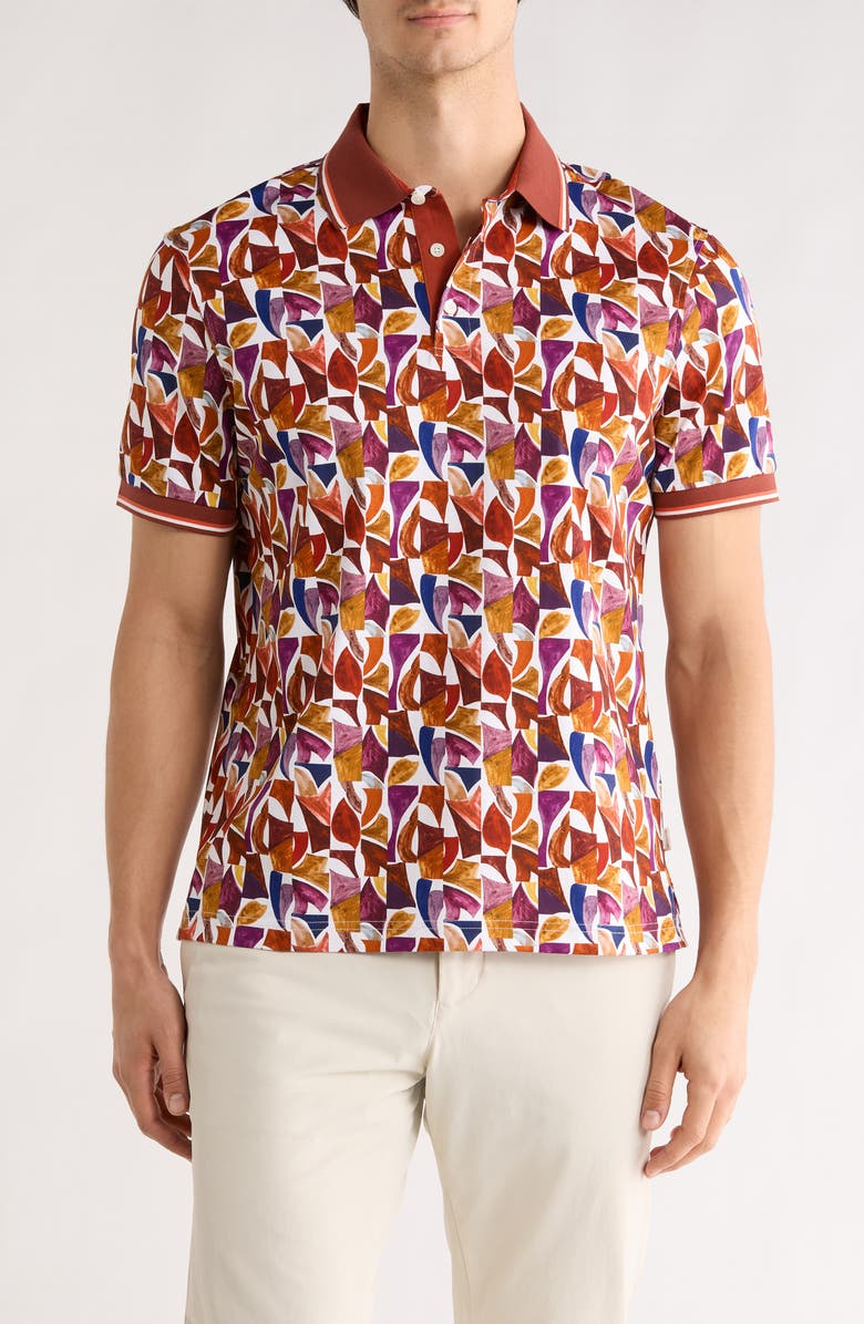 Bugatchi Abstract Pima Cotton Polo, Main, color, Chili